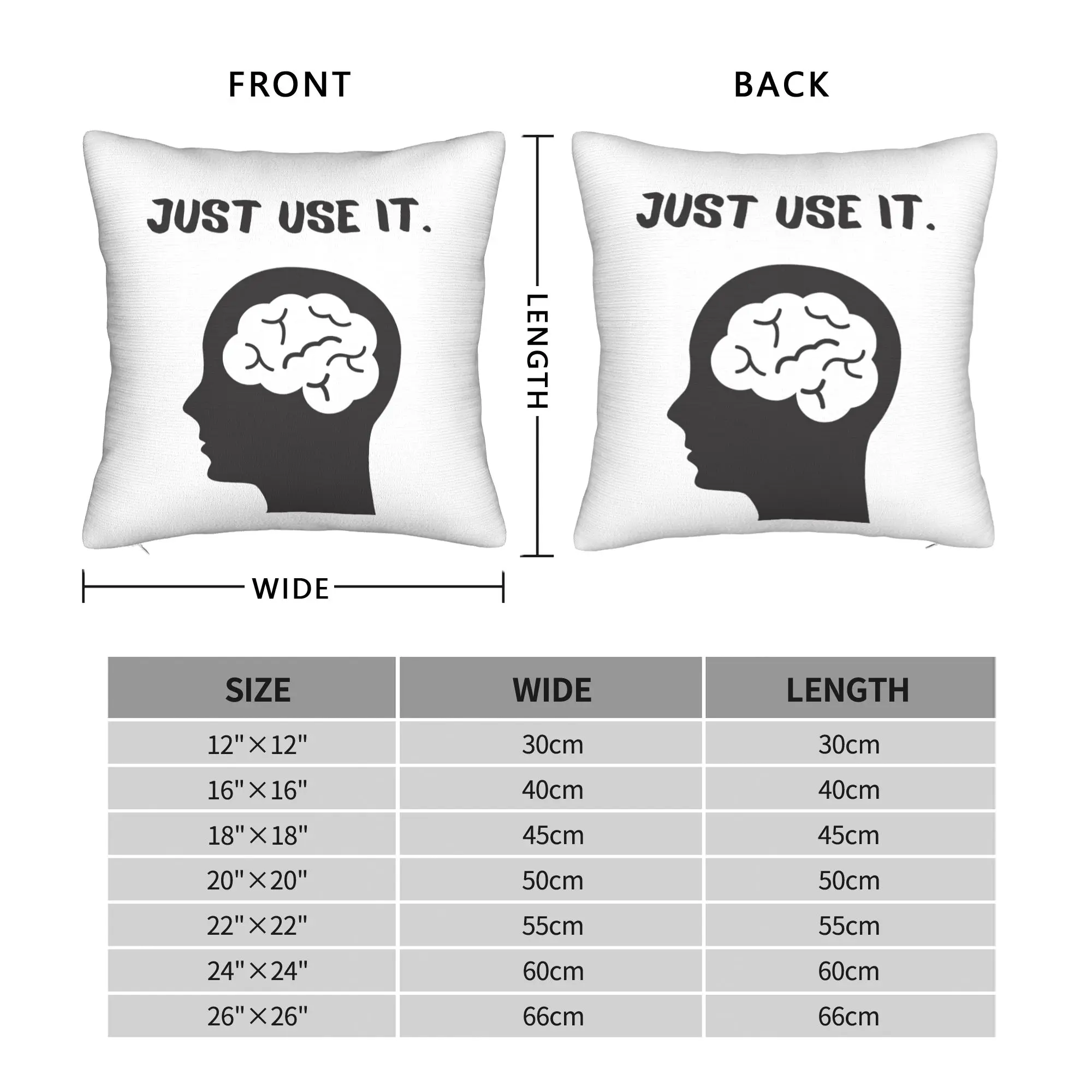 Brain Mind Just Use It Innovation  Pillowcase Polyester Cushion Cover Decor  Pillow Case Cover Home Zipper 45X45cm