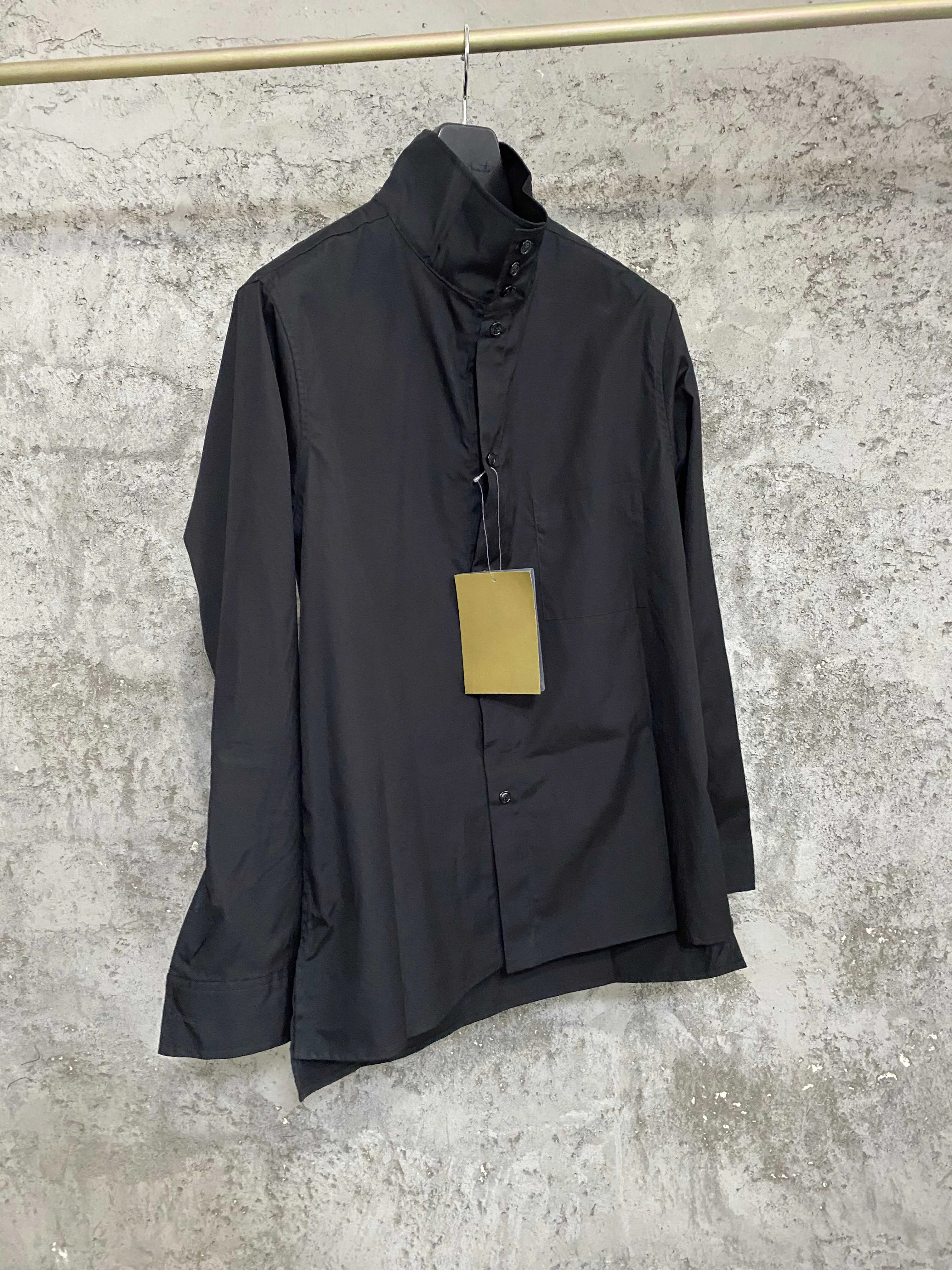 Original design button-adjustable scarf collar high-neck long-sleeved shirt art designer