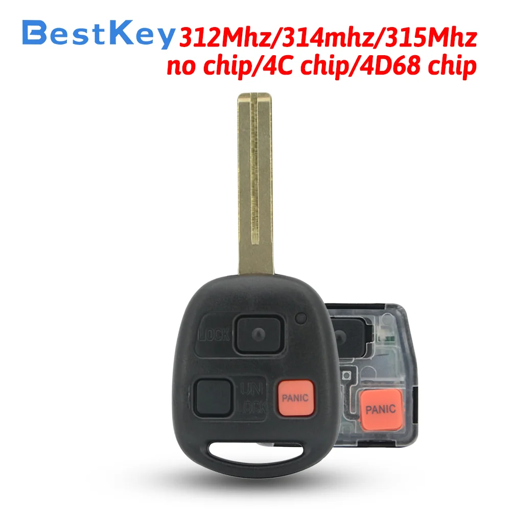 Best Key HYQ12BBT NI4TMTX-1 HYQ1512V Remote Head Key 312/314/315MHz 4C/4D68 Chip TOY48 for Lexus RX300 GX470 LX470 1999-2009