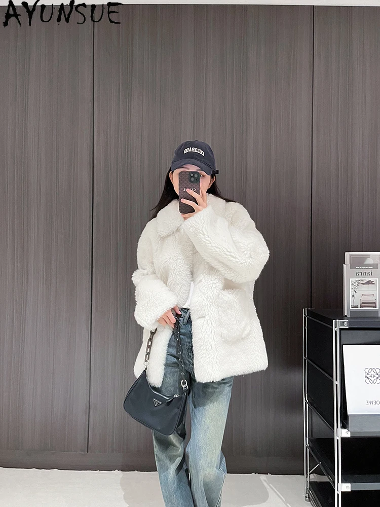 AYUNSUE Natürliche Wolle Partikel Jacken für Frauen Mode Pelz Jacke Frau Kleidung Herbst Winter Neue in Outer Abrigo Mujer