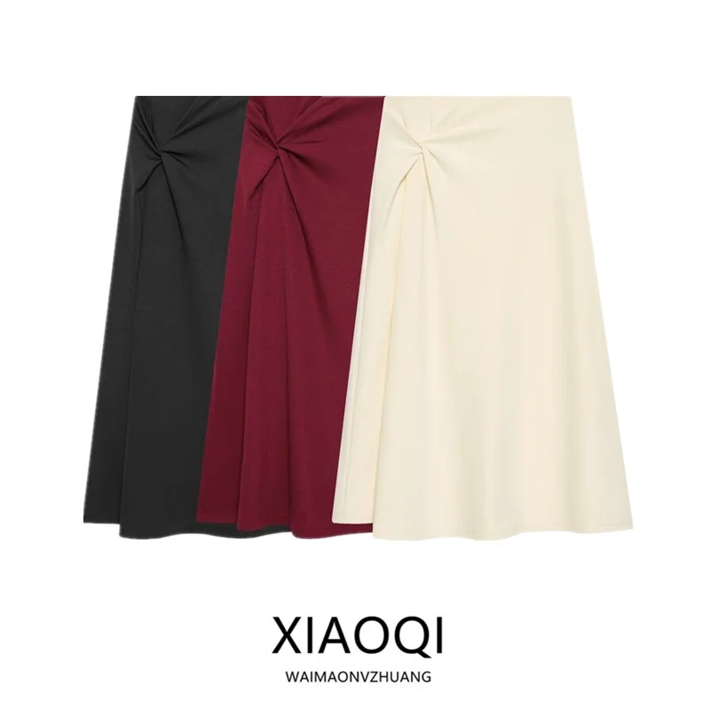 

Весенняя коллекция 2026: Женская универсальная юбка А-силуэта с узлом, средней посадки, для повседневной носки, стильный дизайн