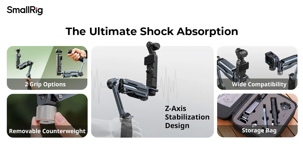 SmallRig Handgehaltener Stoßdämpfer für DJI Osmo Pocket 3/4, für GoPro HERO13, für Insta360 X5/4/3 Hydraulisches Dämpfungssystem – Detail 2