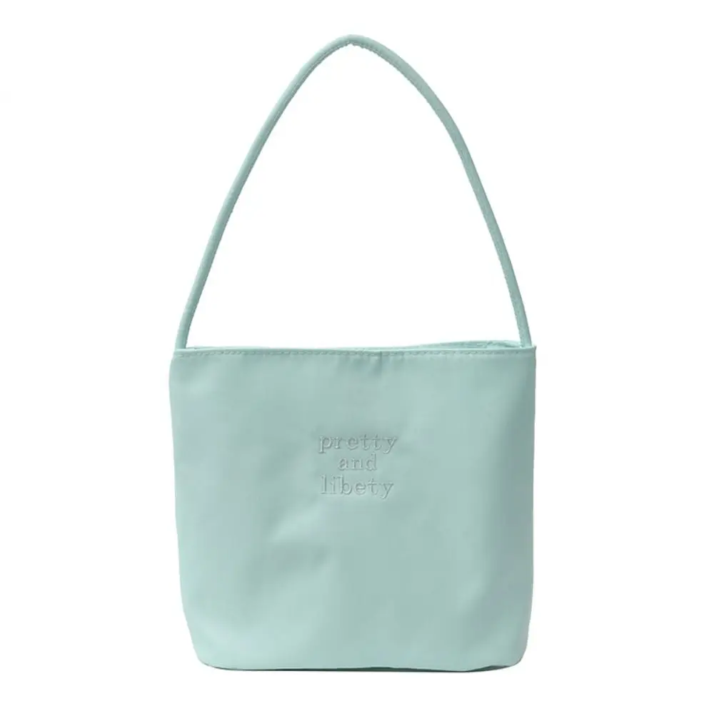 

Korean Style Letter Underarm Bag Tote Bag Handbag Embroidery Shoulder Bag Large Capacity Pure Color Nylon Bucket Bag Girls
