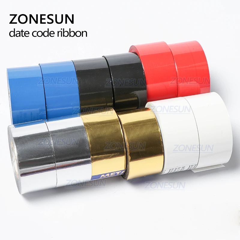 ZONESUN 30mm*100m Color Thermal Transfer Ribbon Roll for DY-8 241B Date Hot Foil Ribbon Coding Machine Lot Batch Number Printer