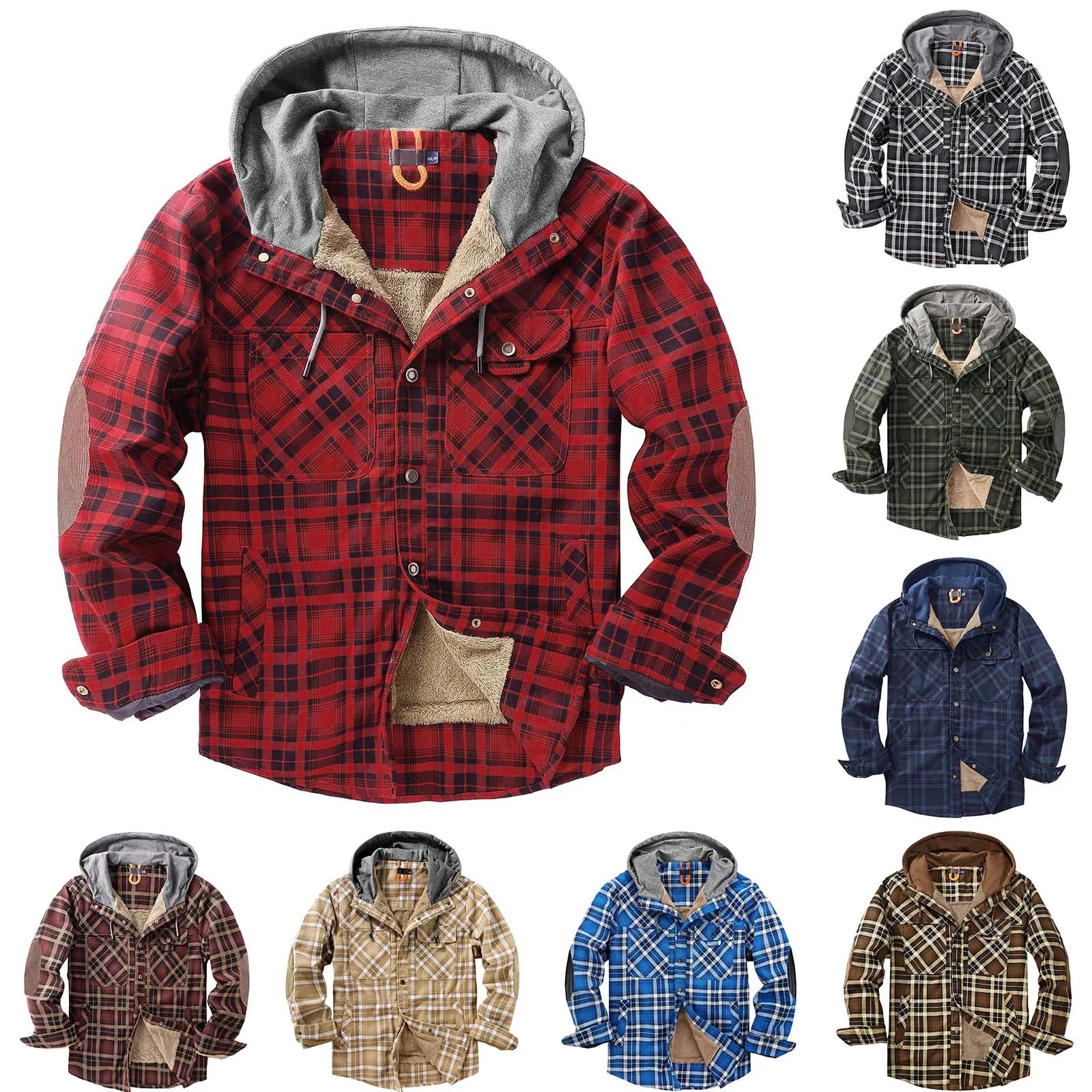 Mens Plus Size Plaid Fleece Jacket for All Seasons