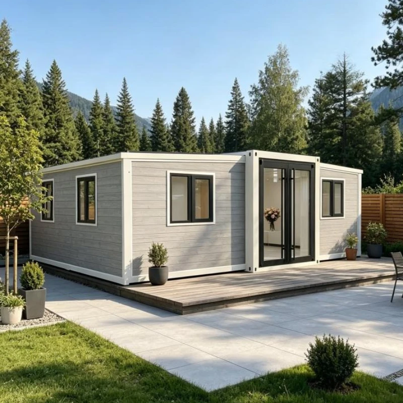 Compact Container House 20/30/40ft Expandable Foldable Tiny Cabin 1 Bed 1 Bath Kitchen Dining Space for Glamping