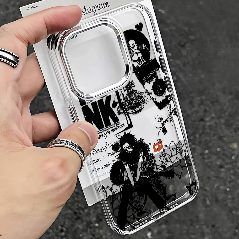 أنيمي كول نانا أوساكي خط جراب هاتف آيفون 17 16e 16 15 14 13 12 11 Mini Pro Max X XR 8 7 Air Plus غطاء ناعم شفاف