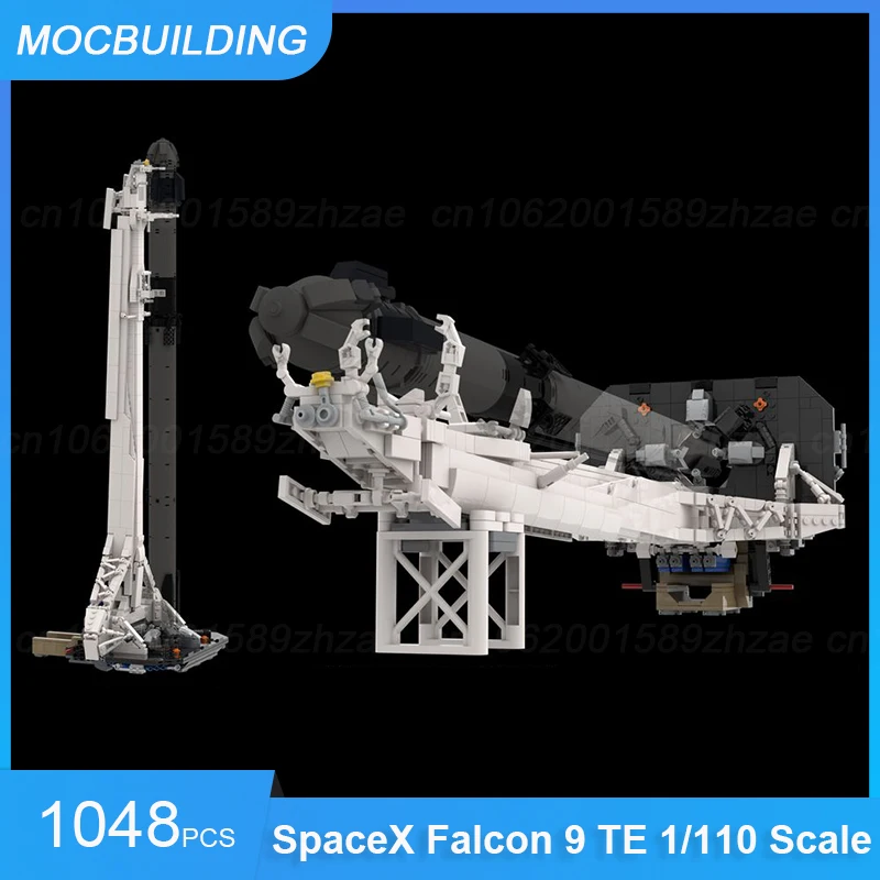 MOC Building Blocks SpaceX Falcon 9 Transporter Erector (TE) & Crew Dragon & Sooty Booster 1/110 Scale Assemble Bricks Toys Gift