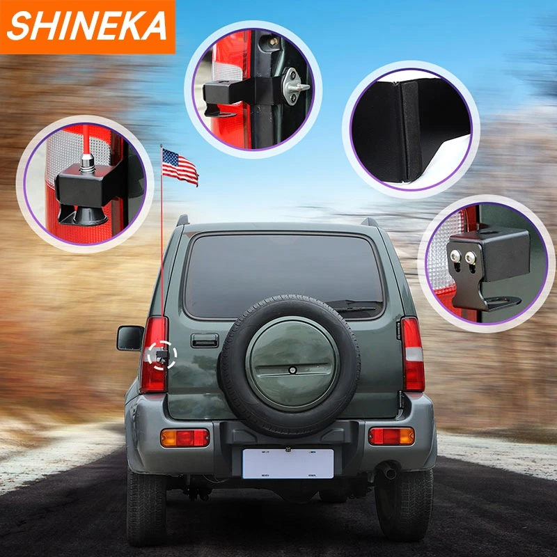 SHINEKA Car Antenna Bracket Stand Mount for Suzuki Jimny 2007-2017 Car Antennas Support Holder Exterior Accessories Black Iron