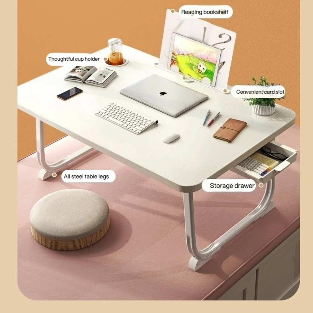 Foldable Small Table on The Bed Portable Student Desk Computer Table Study Desk Laptop Standing Desks Bed Tables with Drawers