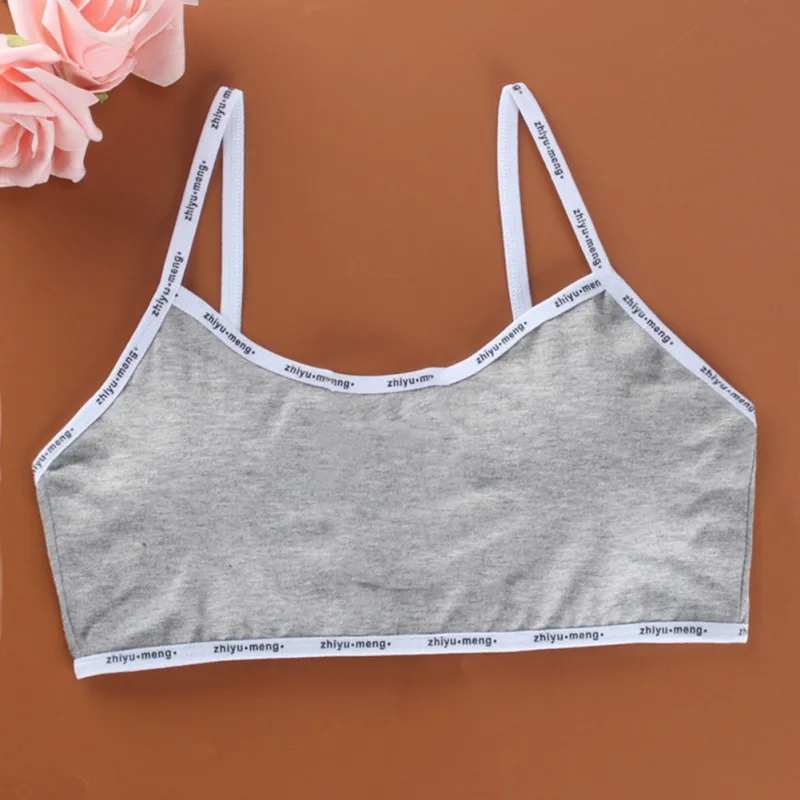 Girls Cotton Bra Tops Young Children Underwears Teenager Girls Wireless Solid Color Bras Kids Sports Training Bra Vest