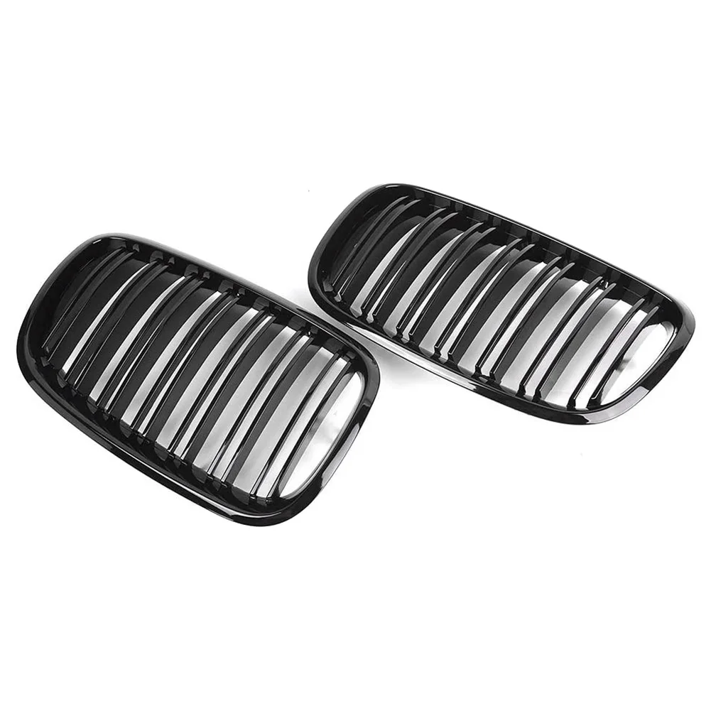 

2Pcs Glossy Black Car Front Kidney Grille Grill For-BMW X5 E70 2007-2013 X6 E71 2008-2014
