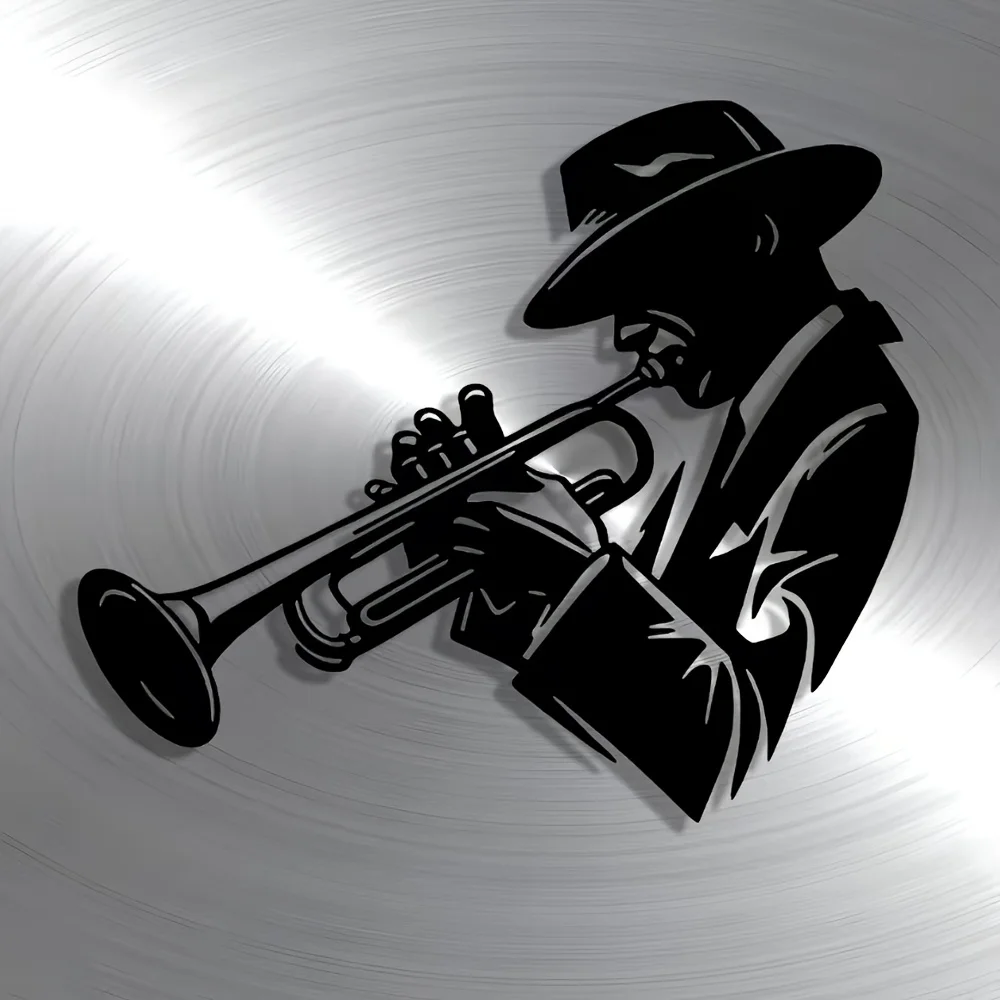 1pc Minimalist Design for Christmas, Large Wall Decor, for Room Decor Metal Elegant Abstract Art Trumpet Player Wall Decor