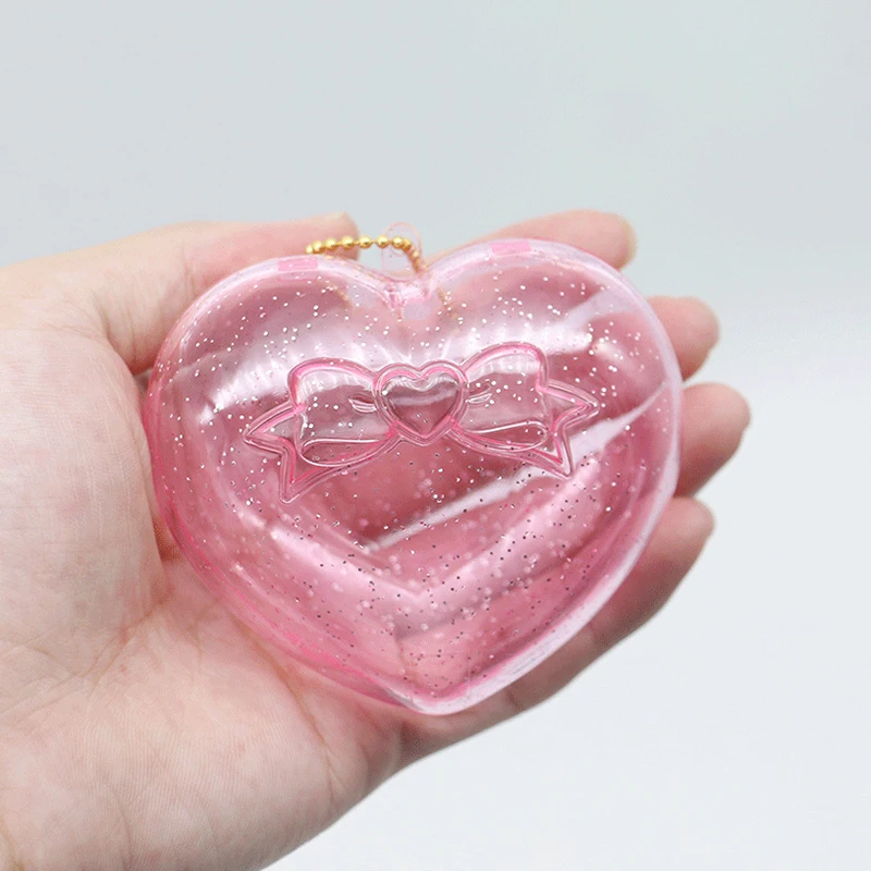 Transparent Glitter Heart-shaped Fillable Jewelry Storage Box Candy Packaging Backpack Pendant Ornaments Present Box Decoration