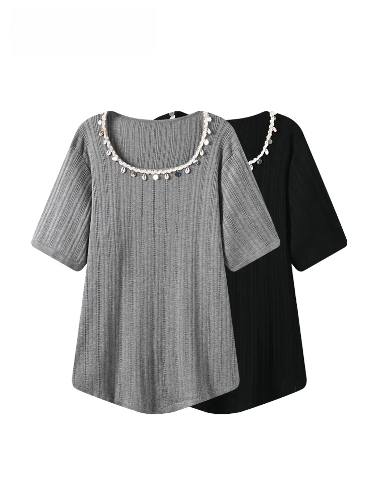 

Loose Short Sleeve T-Shirt Women plus Size Summer New Style Casual Versatile Design Slimming Effect Trendy Top for plus Size ...