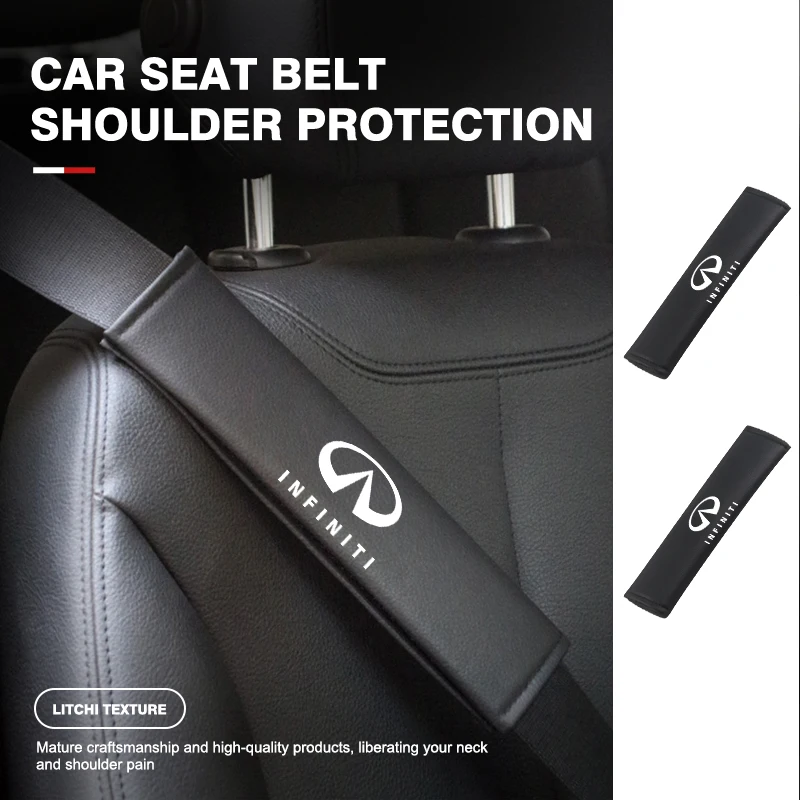 Universal Leather Car Seat Belt Shoulder Pad Cushion Protector For Infiniti Q50 FX35 Q30 G37 Q70 QX70 G35 Q60 JX35 G25 G37 FX