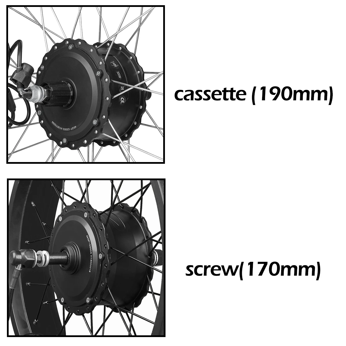 Electric Snow Bike Motor wheel with Tyre 48V 1000W 1500W Snow bike Rear wheel Hub Motor 20in 26in Brushless Gearless Hub Motor