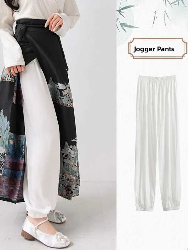 سراويل داخلية بيضاء من Hanfu سراويل طويلة عالية الخصر مضادة للكهرباء الساكنة ملابس داخلية للنساء غير رسمية