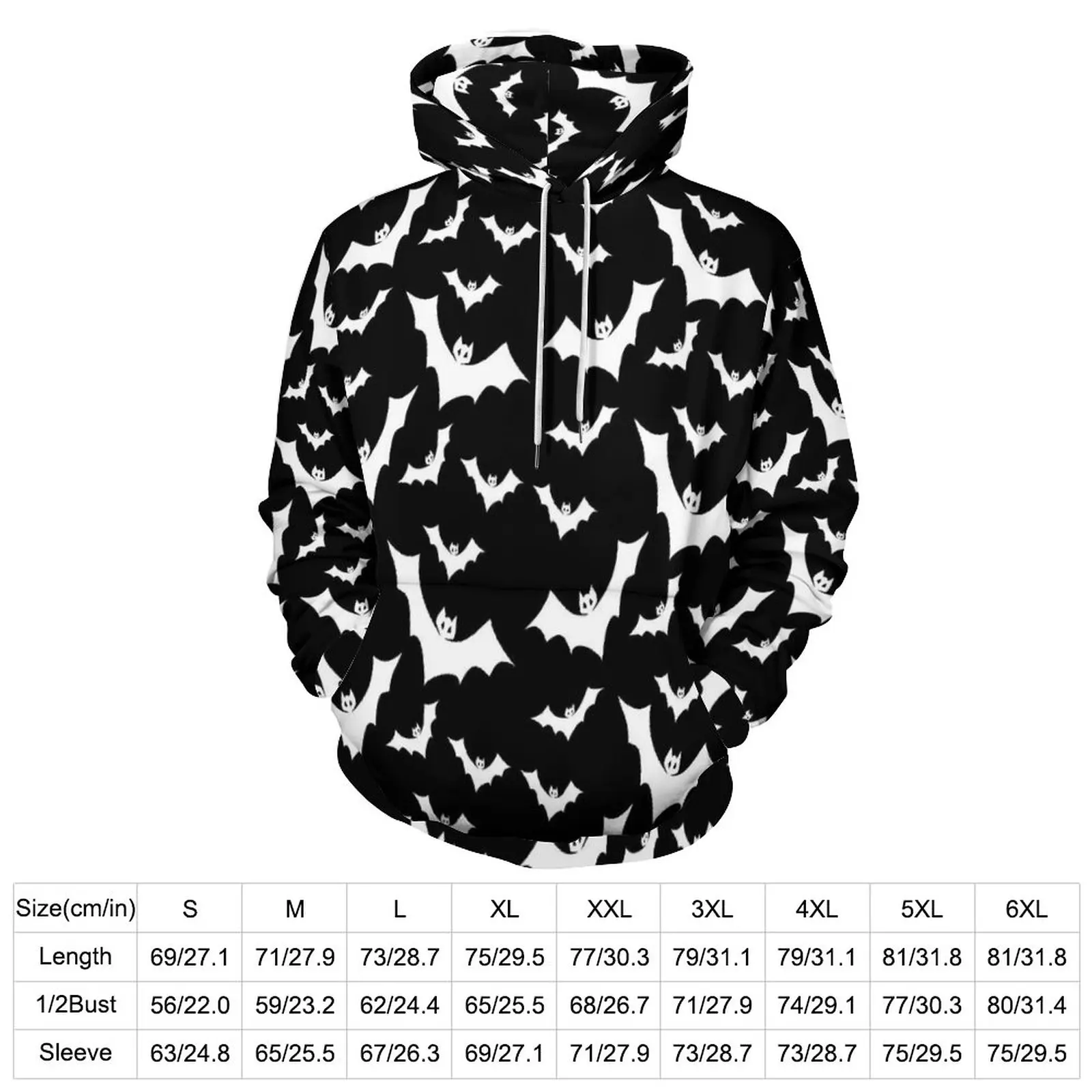 White Bat Casual Hoodies Long Sleeve Goth Vampire Animal Cute Pullover Hoodie Autumn Street Wear Graphic Oversized Sweatshirts