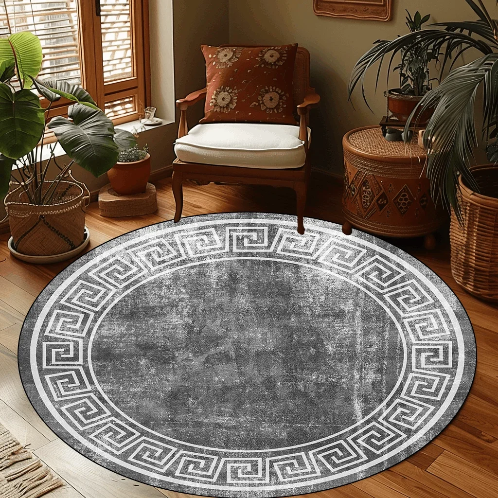 Light Luxury Round Living Room Carpet Decoration Modern Home Washable Carpet for Rooms Large Area Lounge Non-slip Floor Mat