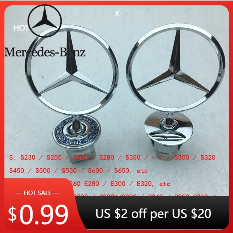 

Горячая наклейка на автомобиль, значок на капот со звездой, передний хромированный логотип, маркировка капота Mercedes Benz C E S-Class W204 W205 W212 W213 W211 W220 W222