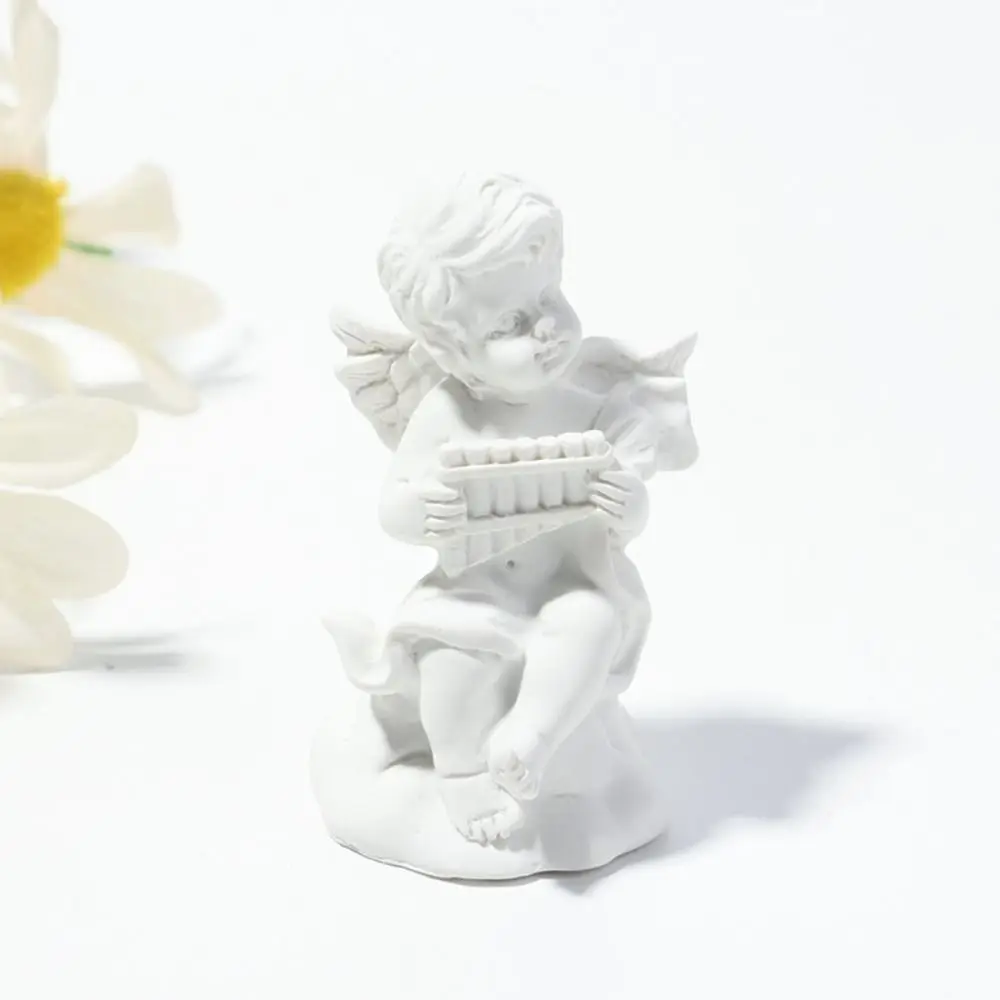 Decoration Resin Crafts Peaceful Prayer Gypsum Texture Cupid Angel Statue Desktop Figurine Character Sculpture Garden Ornaments