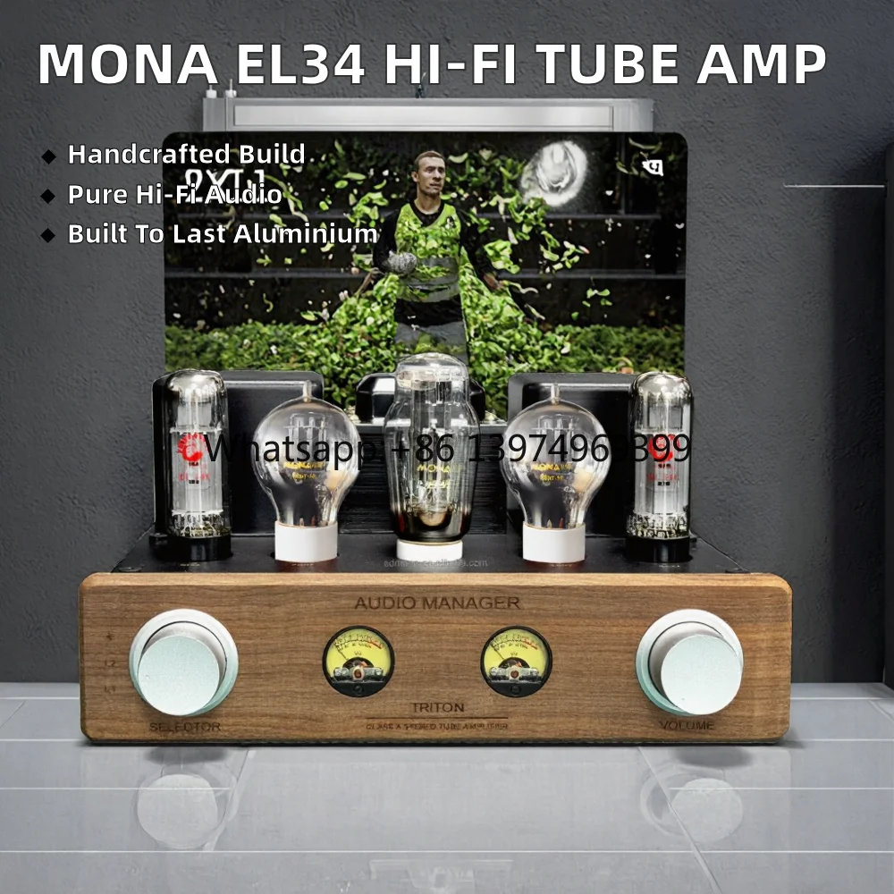 MONA Upgraded EL34 Tube Amplifier Hand-Wired Pure Class 2.0 Channel Paired Aluminium Hi-Fi Bookshelf Speakers Home Enthusiast