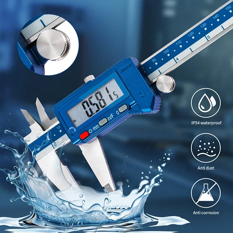 Dasqua Stainless Steel 0-150mm IP54 Water Proof Digital Caliper 0-6 Inch electronic vernier caliper Measuring Tool