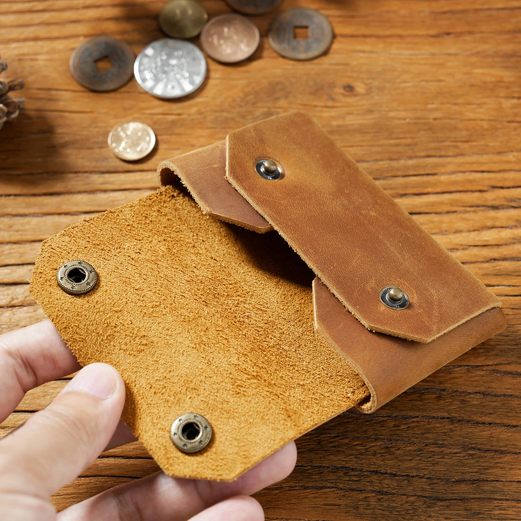 Artisan Vintage Men's Card Wallet - Full-Grain Crazy Horse Leather Holder, Compact Business Card Organizer with Multi-Functional