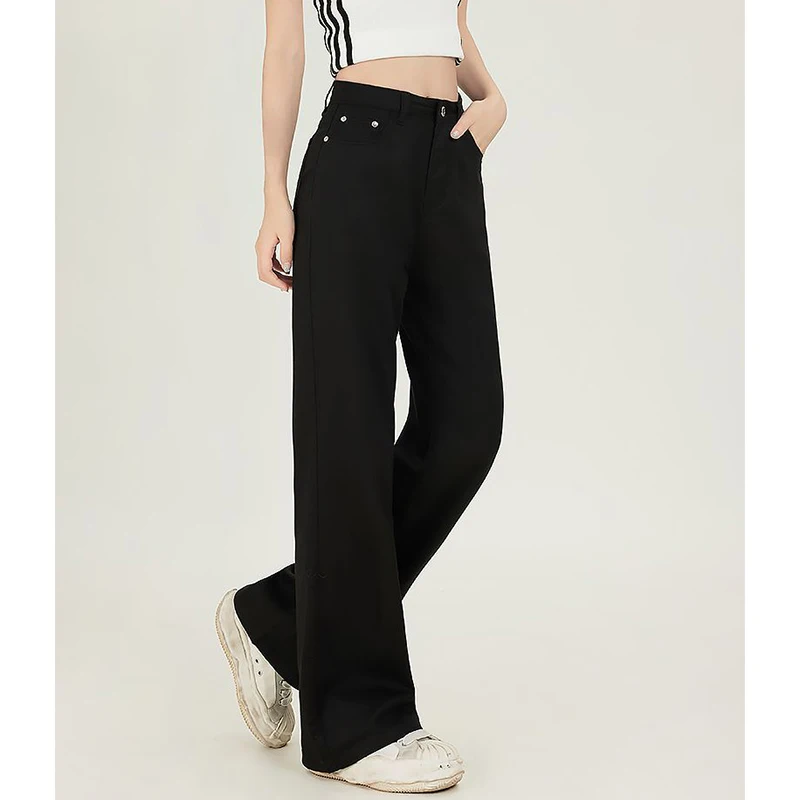 Dame Chic Koreanische Hohe Taille Jeans Hosen Frauen Klassische Mode Baggy Denim Hosen Mädchen Gerade Bein Casual Täglichen Hosen