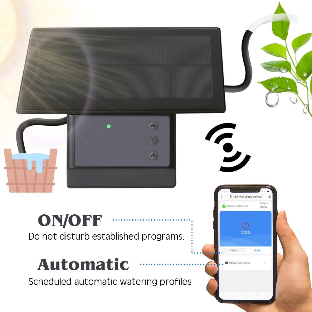 Kompatybilność z Tuya Wifi na energię słoneczną inteligentny System nawadniania kropelkowego zdalnie sterowany zestaw antypoślizgowych roślina