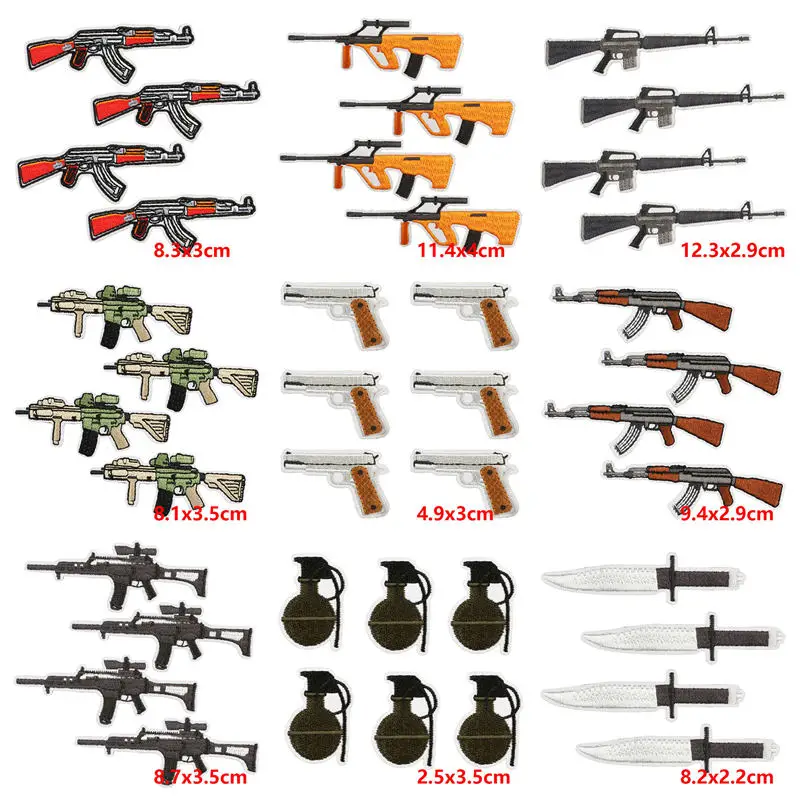 10PCS/Lots Military Patches For Clothing Assault Rifle Patch Iron On Patches for Clothing Sniper Gun Embroidery Patch On Clothes