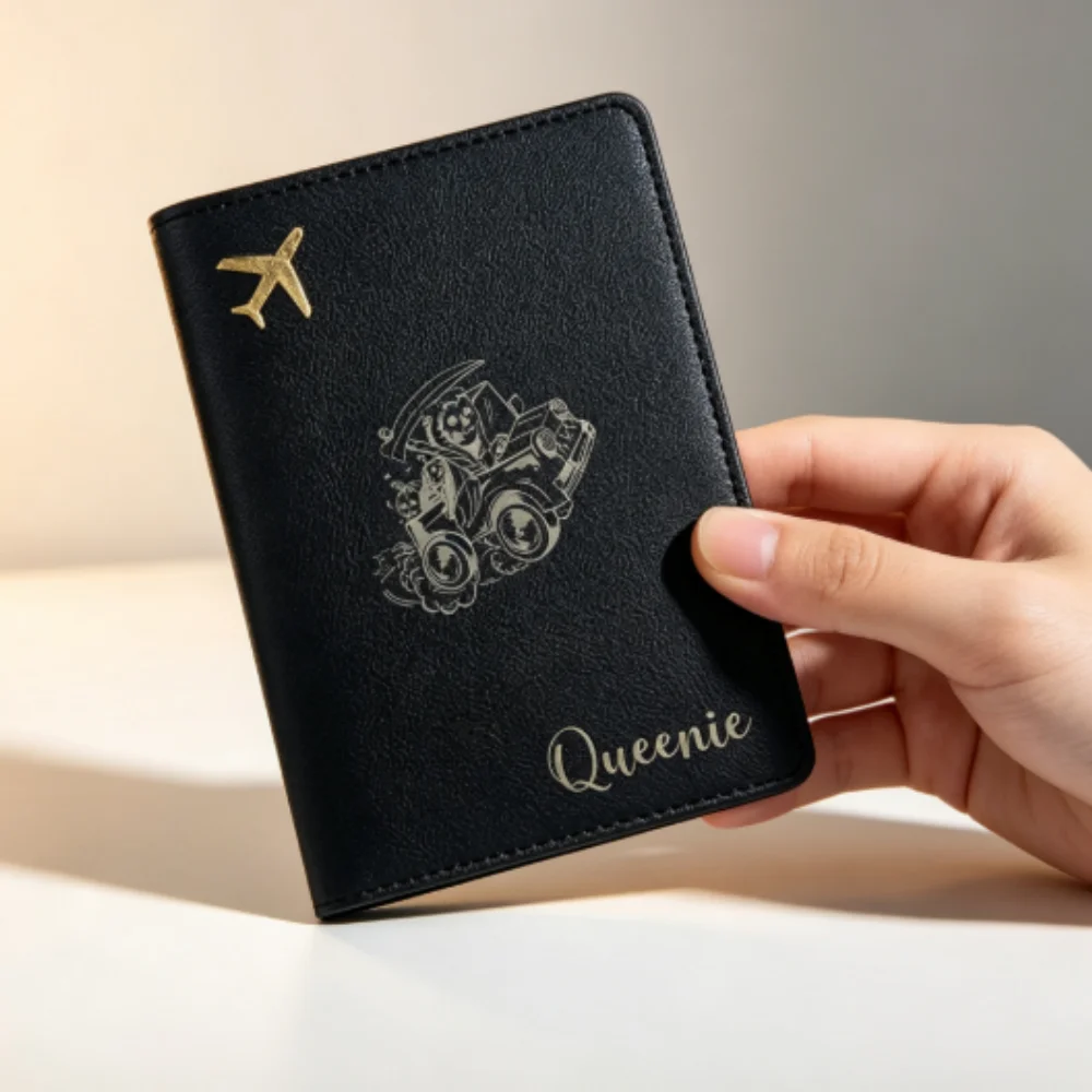 Personalized Name PU Passport Cover, Leather Style Passport Organizer, Memory Keepsake Gift For Husband