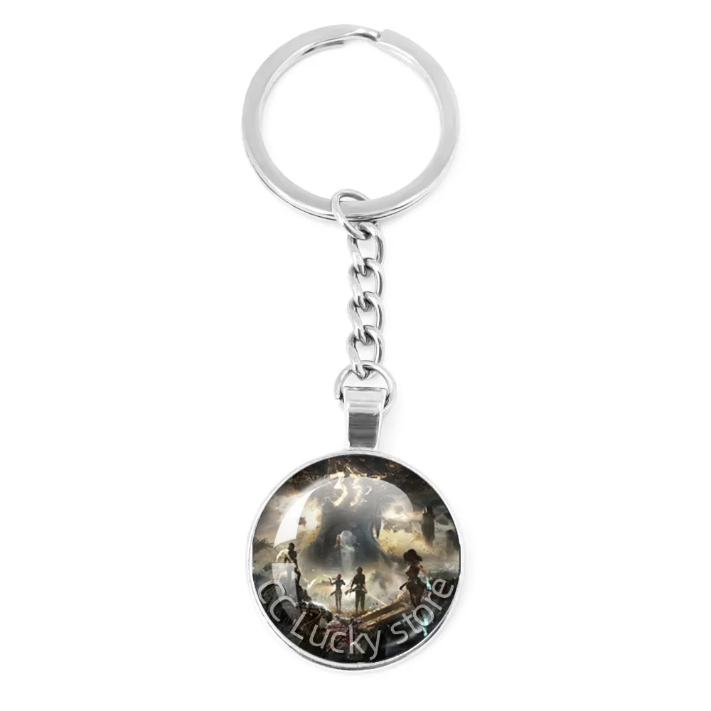 25mm Long Chain Round Keychain Hot Gamer Gustave Clair Obscur Expedition 33 Maelle x Gustave Pendant Gift for Game Fans JD012