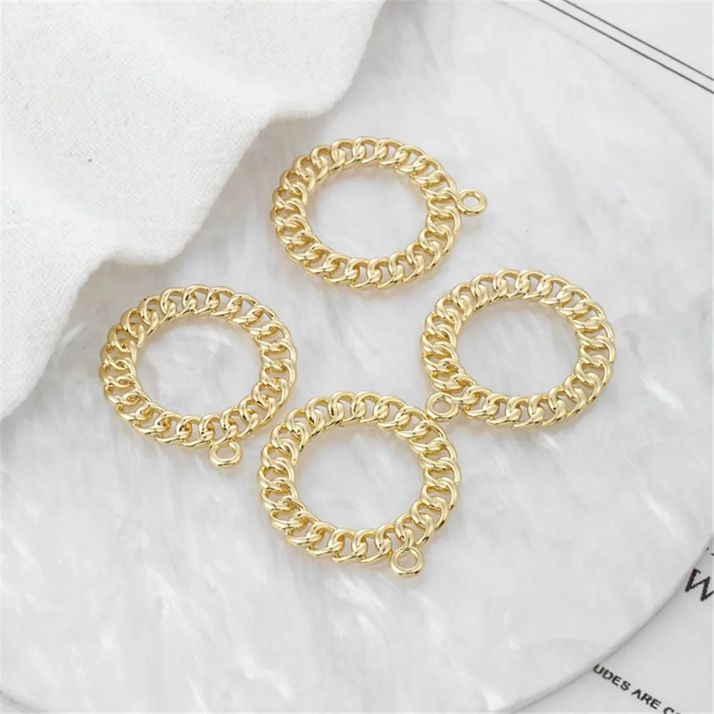 14K Gold Color Hollow Wreath Pendant, Handmade Jewelry, Bracelet, Necklace, Earrings, DIY, 20mm