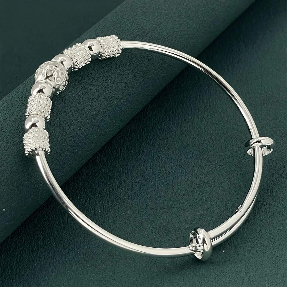 Bracelet de perles en argent regardé 925 pour femme, bracelet à breloques réglable, bracelet de créateur, fête de filles, cadeaux de bijoux de mariage, luxe