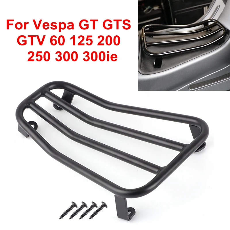 For Vespa GT GTS GTV 60 125 200 250 300 300ie Black Foot Pedal Rear Luggage Rack Bracket Holder Kit Motorcycle Accessories