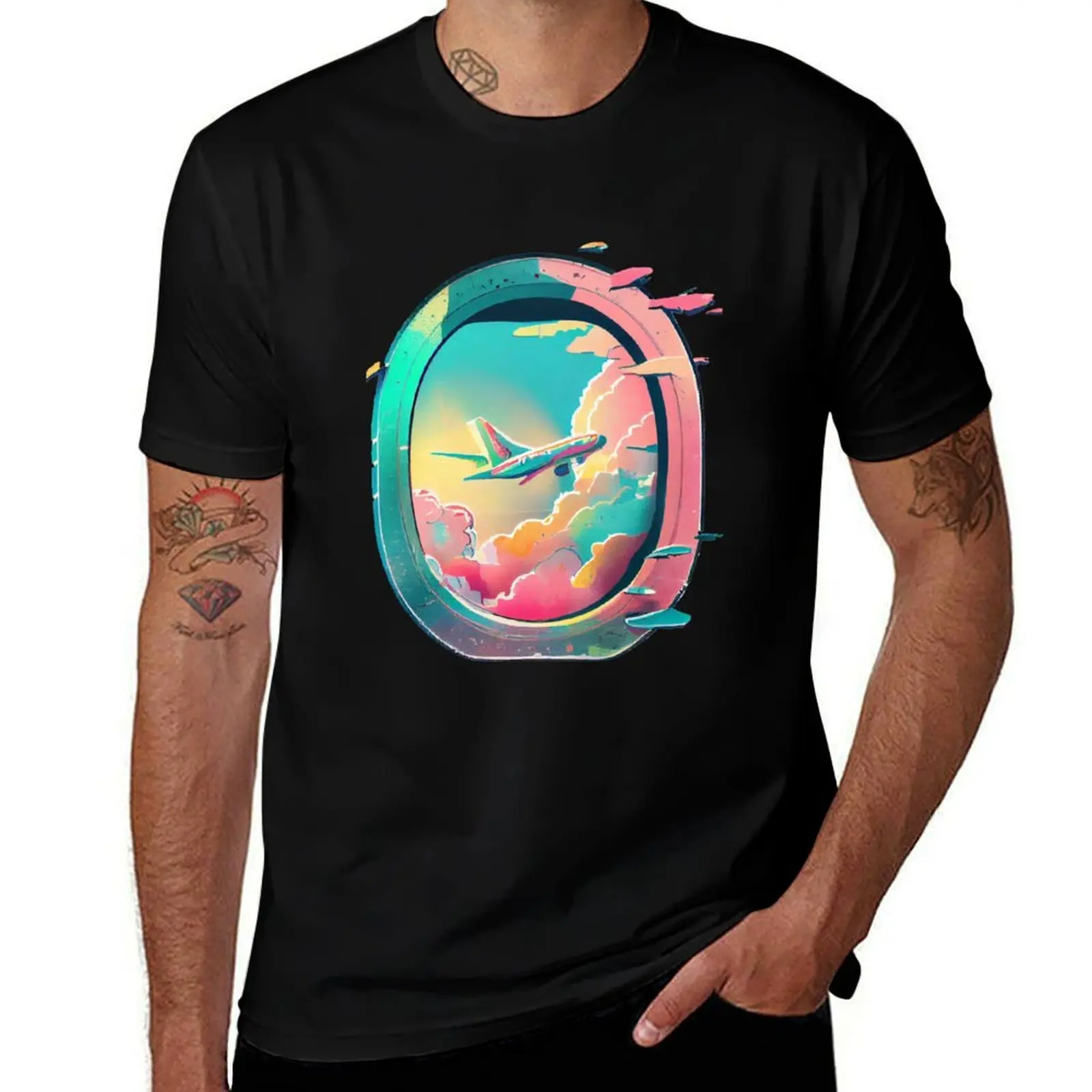 

plane window T-Shirt oversized valentines clothes custom shirt cute clothes workout shirts for men
