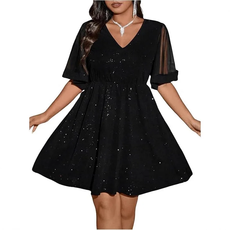 

Faionable Comfortable Evening Gown Large Size V-Ne ort Sve Dr Ele Long Dr Polyester Fabric for Parties