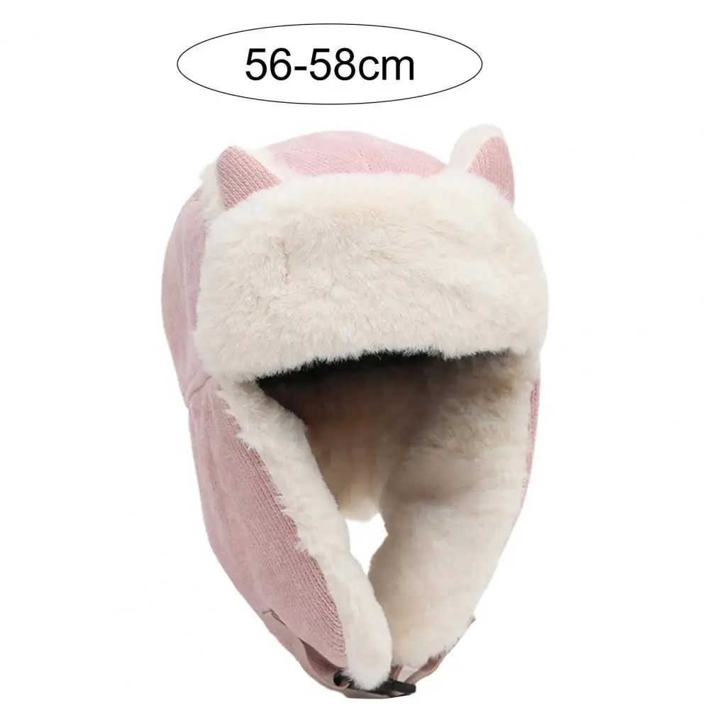 Warm Ear Flap Cap Cats Ear Decoration Comfortable to Wear Winter Accessories Ladies Windproof Cold-proof Ear Flap Hat