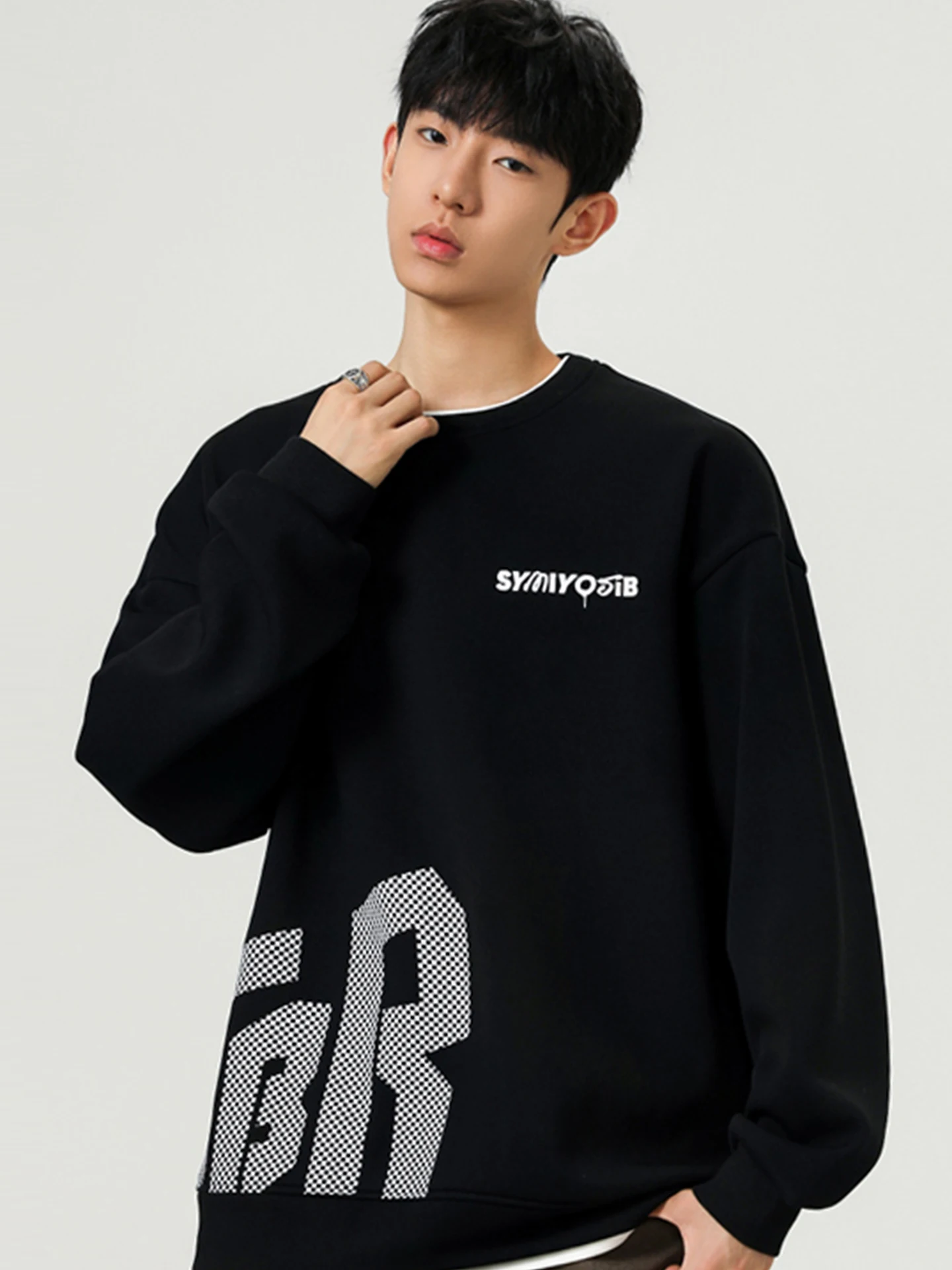 

Мужской свитшот с круглым вырезом и буквенным принтом, с длинными рукавами, удобный, свободного кроя, осенний дизайн, повседневная базовая одежда