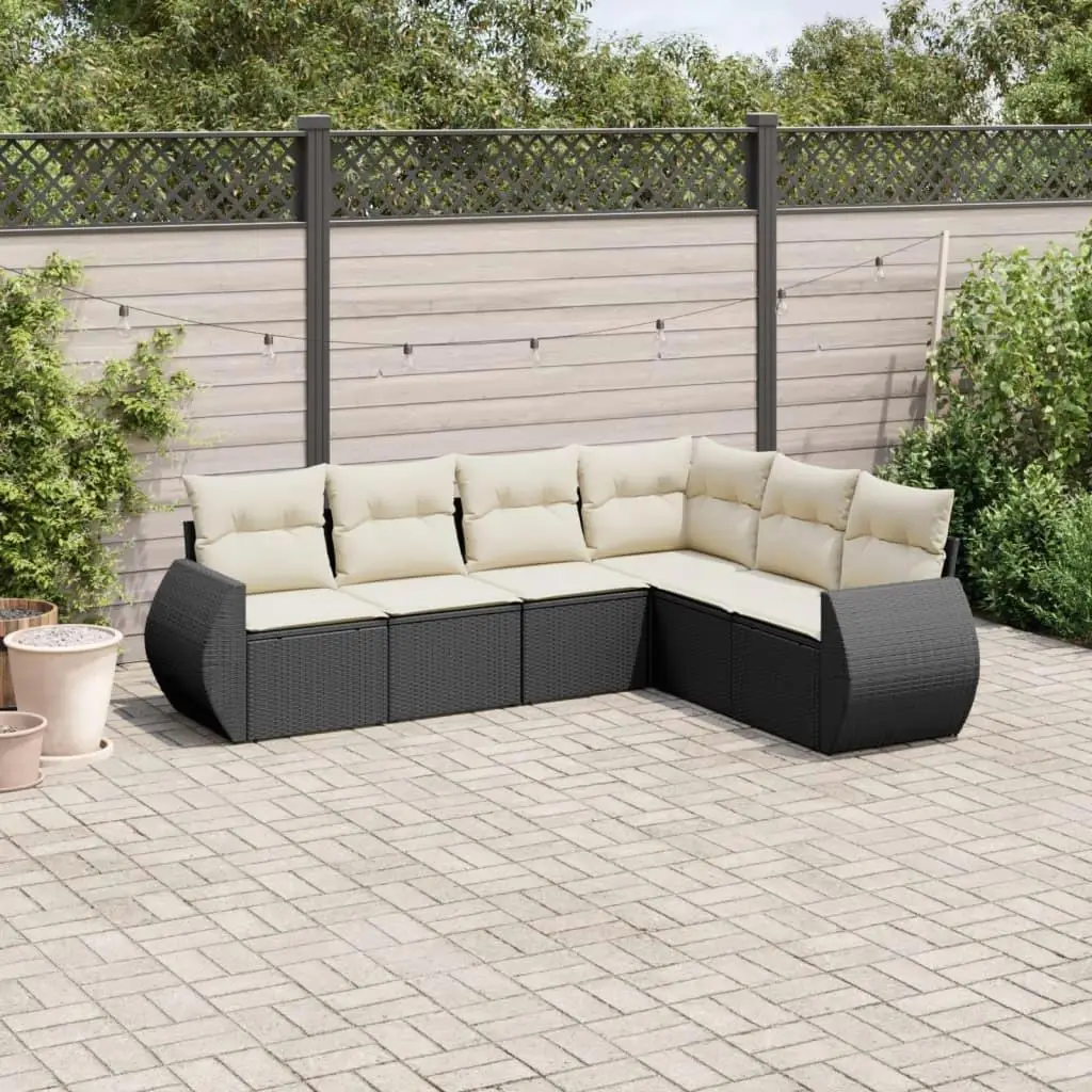 

Large Outdoor Modular Garden Sofa Set Black Poly Rattan Comfortable Lounge Seating All Weather Cushions Relaxation Furniture