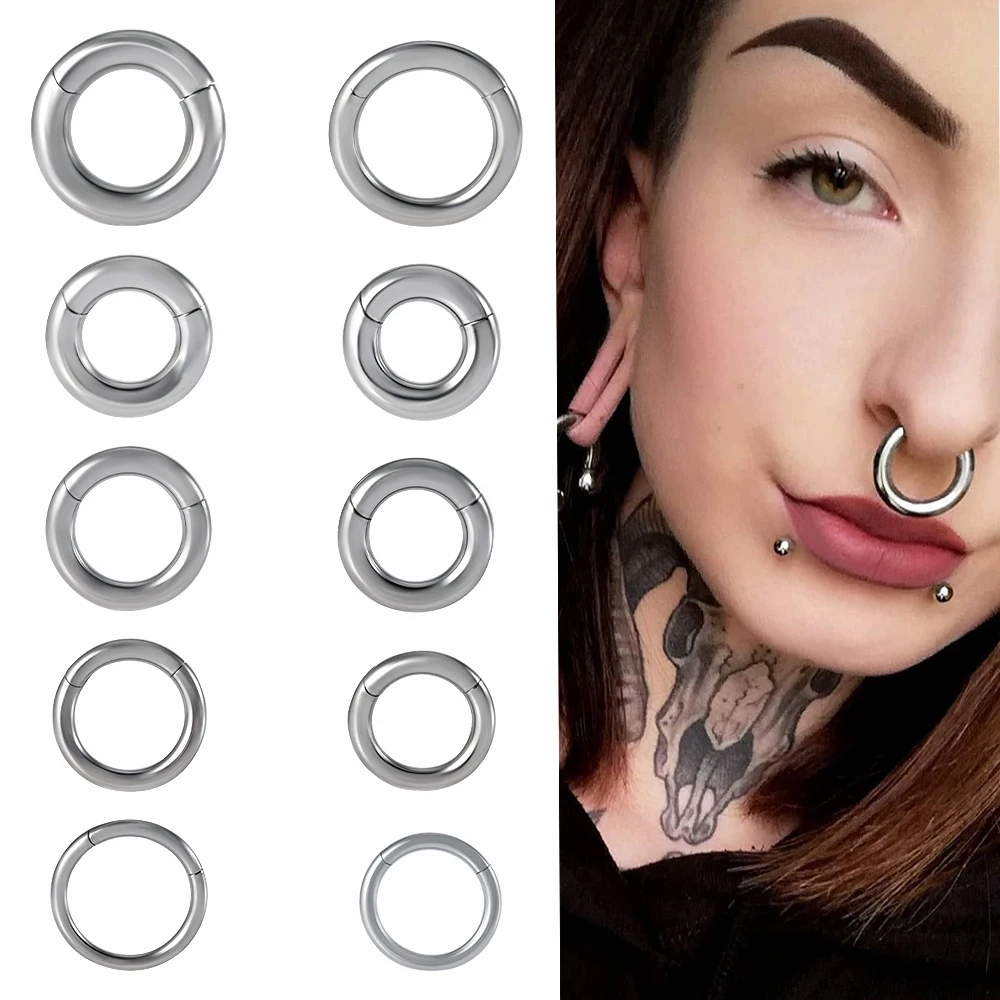 1PC Surgical Steel Hinged Segment Ring Nose Nipple Rings Labret Lip Hoop Ear Cartilage Tragus Daith Piercing Body Jewelry 8-18mm