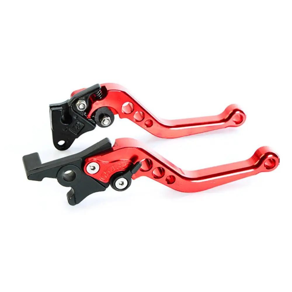 1 زوج أحمر-أسود GY6 دراجة نارية قابل للتعديل مكبح قرصي مخلب رافعة مقبض قبضة