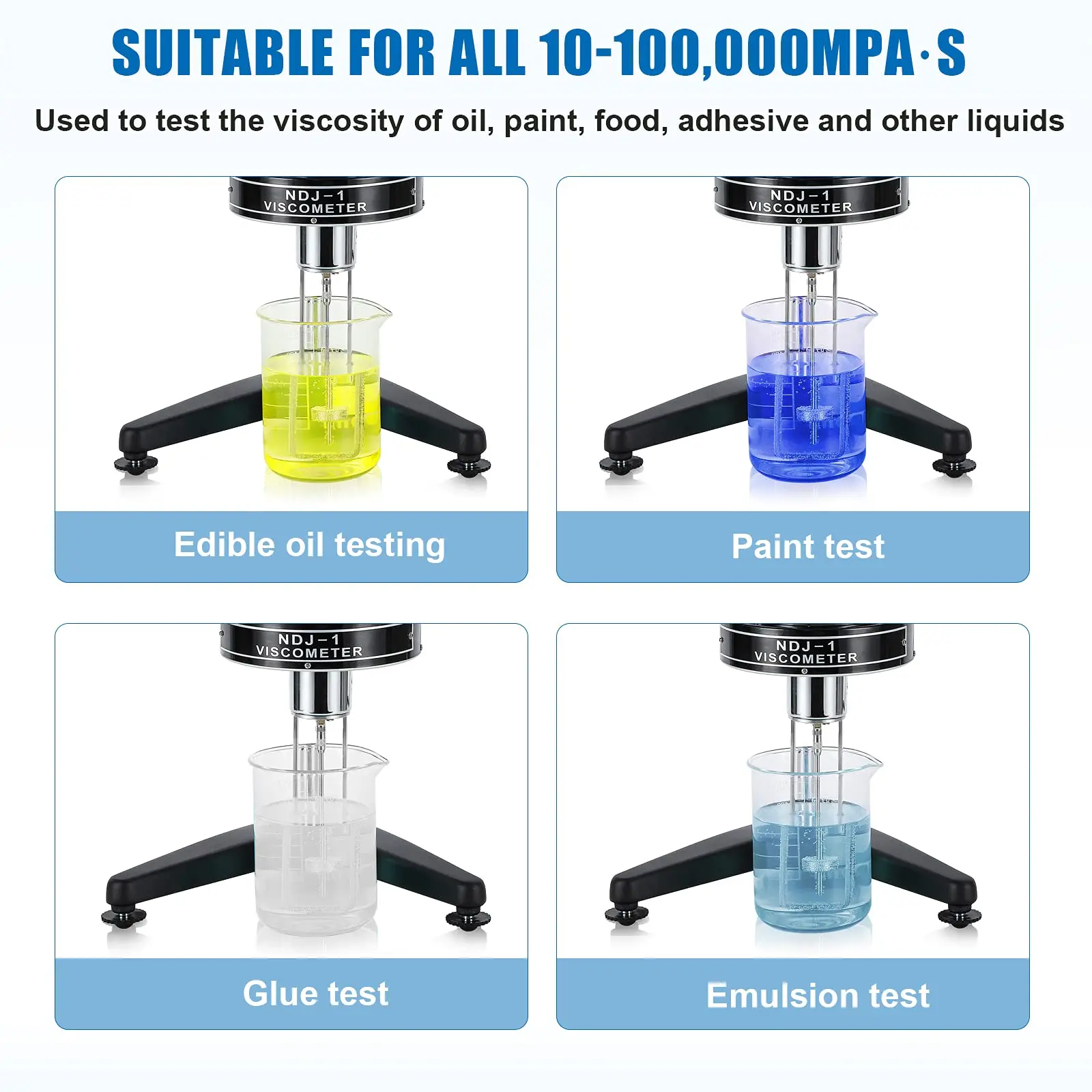 NDJ-1 Rotary Viscometer Viscosity Tester with Rotors 1-4 10-100000mPa·s Fluidimeter Meter Newton Liquid Viscometer 110/