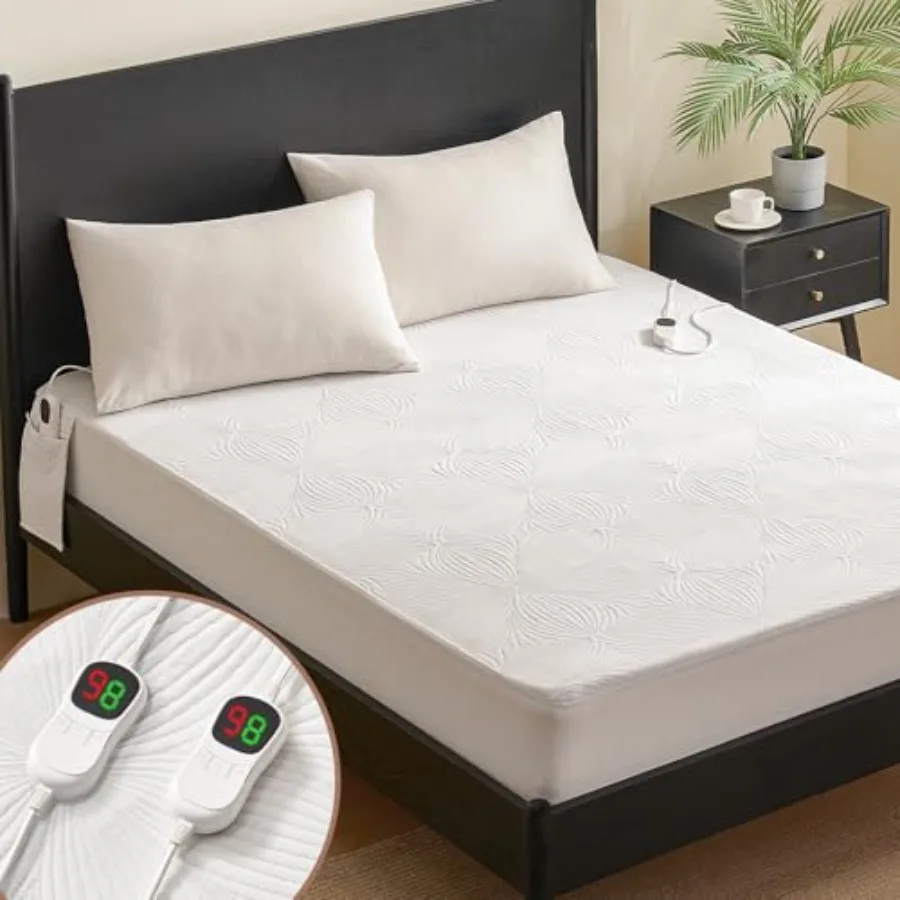 

Heated Mattress Pad California King - 3D Knitted Jacquard Electric Mattress Pad Cal King Bed Warmer with Dual Controller 10 Hea