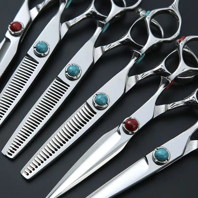 Professional Barber Scissors Japan 440C steel Multifunctional thinning scissors Hairdressing Tools Accessories 5.5-6-6.5-7inch