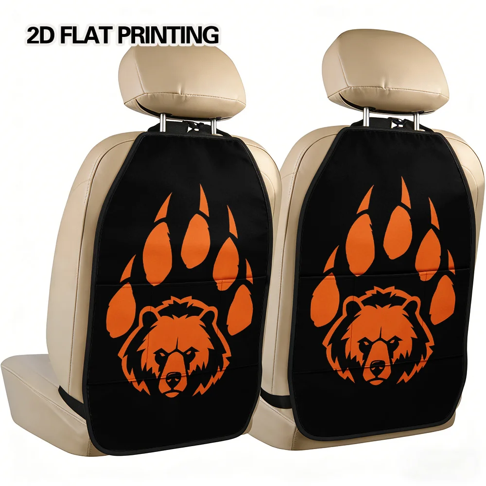 2D Flat Printing, Keeps Backseat Neat For Travel And Daily Life, 2pcs Bear Paw Car Back Seat Organizer Printed, Stylish Foldable
