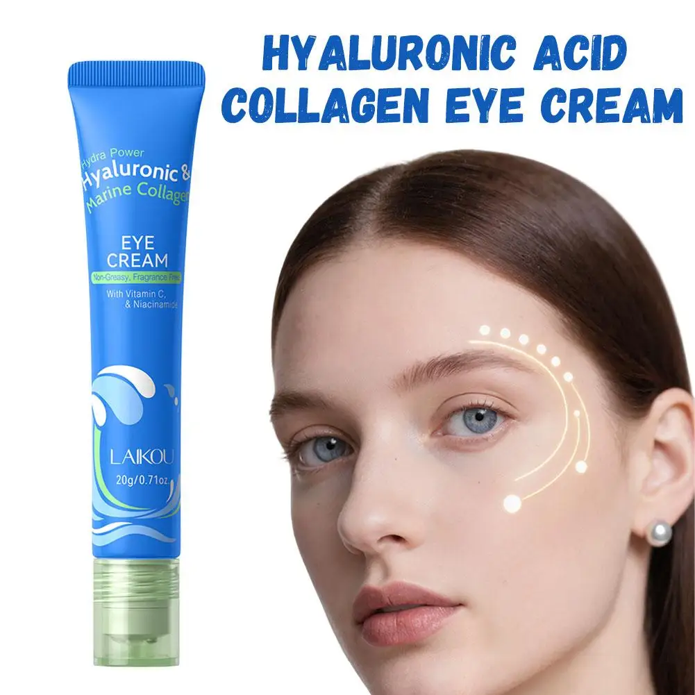 Hyaluronic Acid Collagen Eye Cream 20g Deep Hydration Reduce Fine Lines Dark Circles Puffiness Moisturizing Anti-Aging