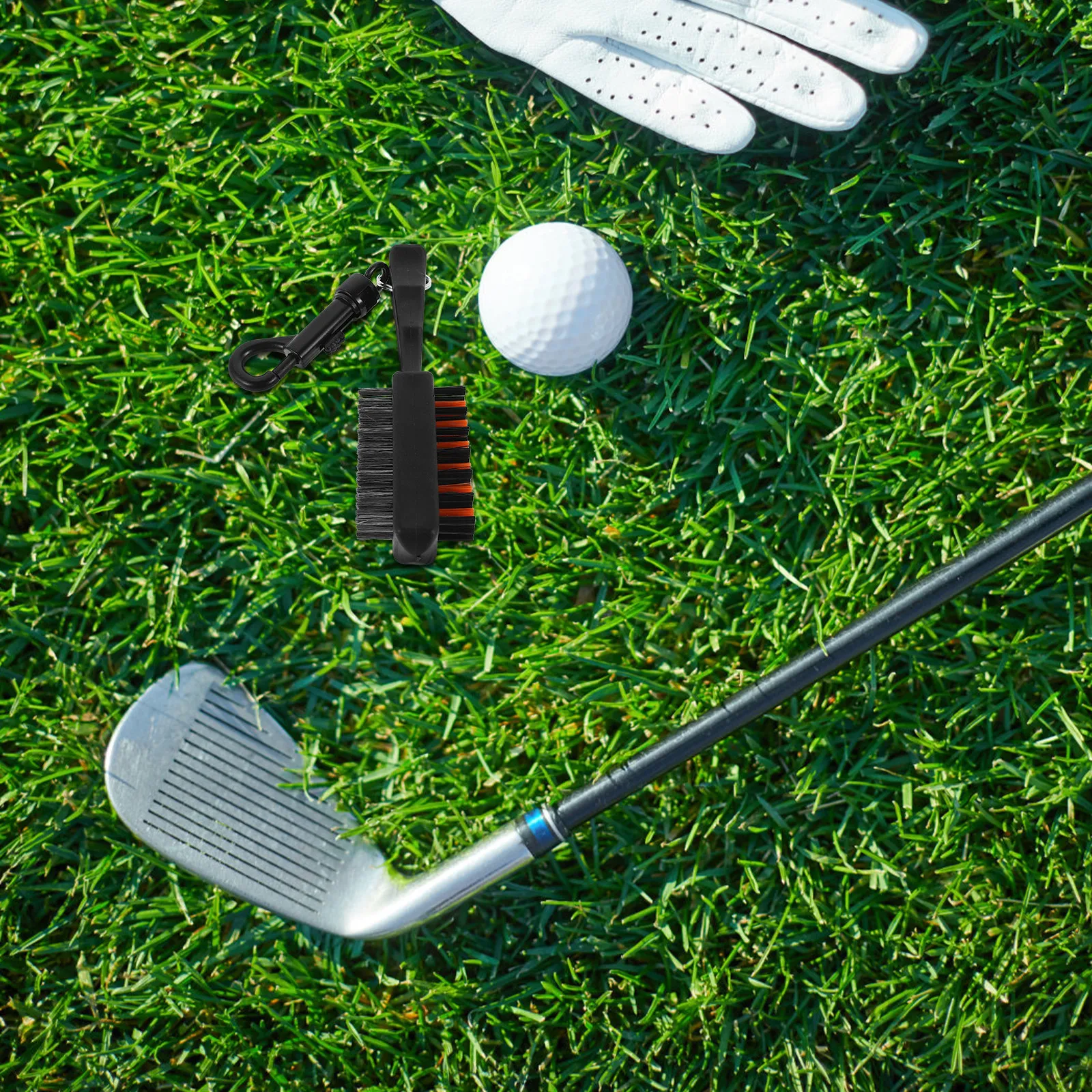 

Двусторонняя щетка для гольф-клюшек из нержавеющей стали с пластиковыми щетинками, легкая, эргономичная, портативная, для чистки клюшек на открытом воздухе